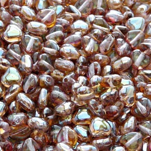 50ks České skleněné mačkané korálky srdíčko 6mm růžový alexandrit/ celsian polopokov