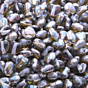 50ks České skleněné mačkané korálky srdíčko 6mm tanzanit/ celsian polopokov