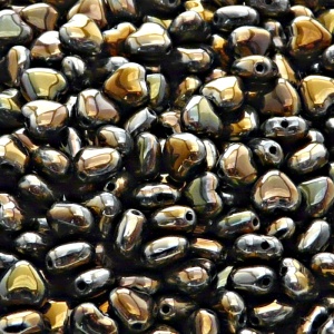 50ks České skleněné mačkané korálky srdíčko 6mm černá/ valentinit celopokov