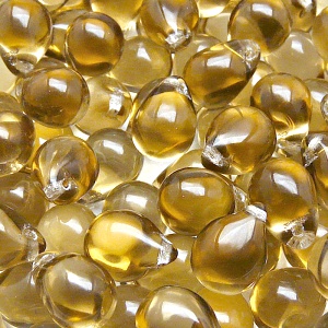 10ks České skleněné mačkané korálky kapky 10x14mm světlý kouřový topas