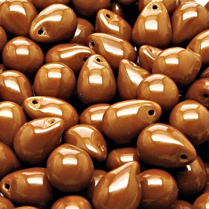 10ks České skleněné mačkané korálky kapky 10x14mm sytá hnědá