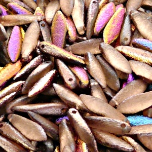 20ks České skleněné mačkané korálky jazýčky 5x16mm čirá/ sliperit polopokov leptané