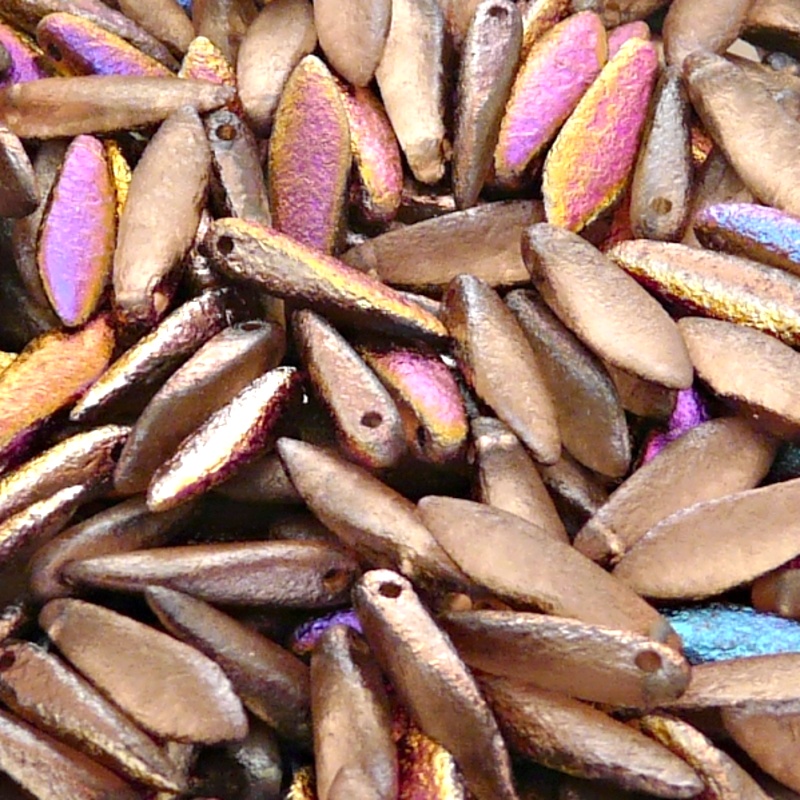 20ks České skleněné mačkané korálky jazýčky 5x16mm čirá/ sliperit polopokov leptané