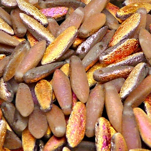 20ks České skleněné mačkané korálky jazýčky 5x16mm čirá/ santander polopokov leptané