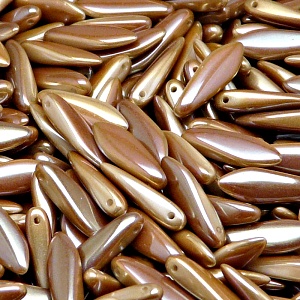 30ks České skleněné mačkané korálky jazýčky 5x16mm bílá/ celsian celopokov