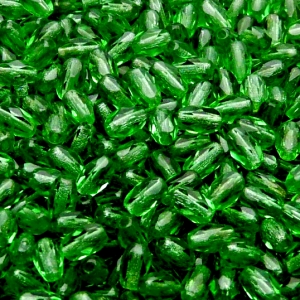 50ks České skleněné broušené tvarové ohňovky olivy 6x4mm chrysolit