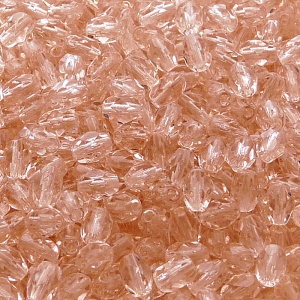 50ks České skleněné broušené tvarové ohňovky olivy 6x4mm rozalín