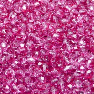 100ks České skleněné broušené ohňovky kulička 4mm čirá/ fialovo-růžový dvoubarevný stříkaný dekor