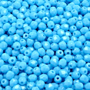 100ks České skleněné broušené ohňovky kulička 4mm modrý tyrkys