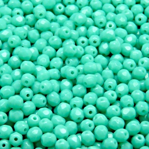 100ks České skleněné broušené ohňovky kulička 4mm zelený tyrkys