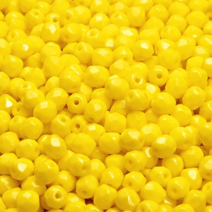 100ks České skleněné broušené ohňovky kulička 4mm sytá žlutá