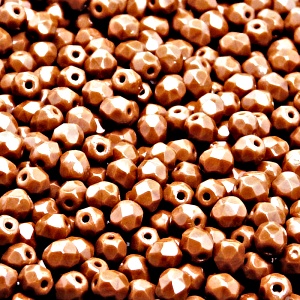 100ks České skleněné broušené ohňovky kulička 4mm sytá hnědá