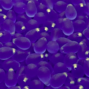 30ks České skleněné mačkané korálky kapky 6x9mm safír mat