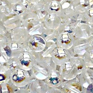 25ks České skleněné mačkané korálky kulička 8mm čirá/ AB polopokov