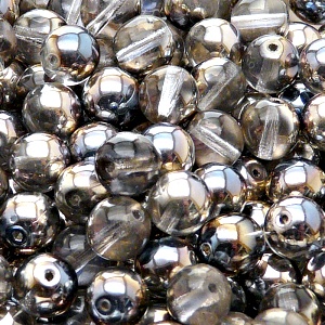 25ks České skleněné mačkané korálky kulička 8mm čirá/ blue sky polopokov