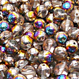 25ks České skleněné mačkané korálky kulička 8mm čirá/ sliperit polopokov