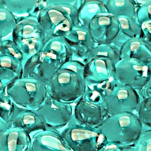 10ks České skleněné mačkané korálky kapky 10x14mm světle zelená akva
