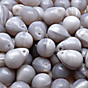 10ks České skleněné mačkané korálky kapky 10x14mm světle fialový opál