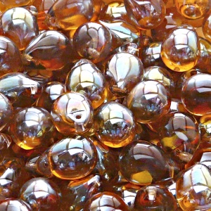 10ks České skleněné mačkané korálky kapky 10x14mm rozalín/ celsian polopokov