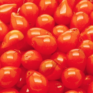 10ks České skleněné mačkané korálky kapky 10x14mm oranžový opál